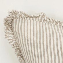 Load image into Gallery viewer, Natural Striped Ruffled Linen Cushion
