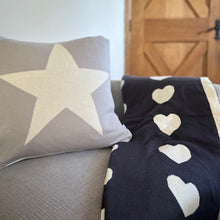Load image into Gallery viewer, Dark Grey Reversible Knitted Heart Throw