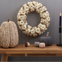 Load image into Gallery viewer, Cream Straw Pumpkin Wreath