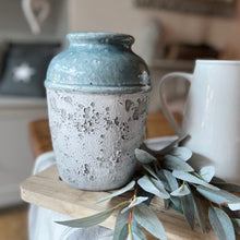Load image into Gallery viewer, Large Rustic Blue Two Tone Vase