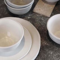 Load image into Gallery viewer, White Bobble Dinner Plate