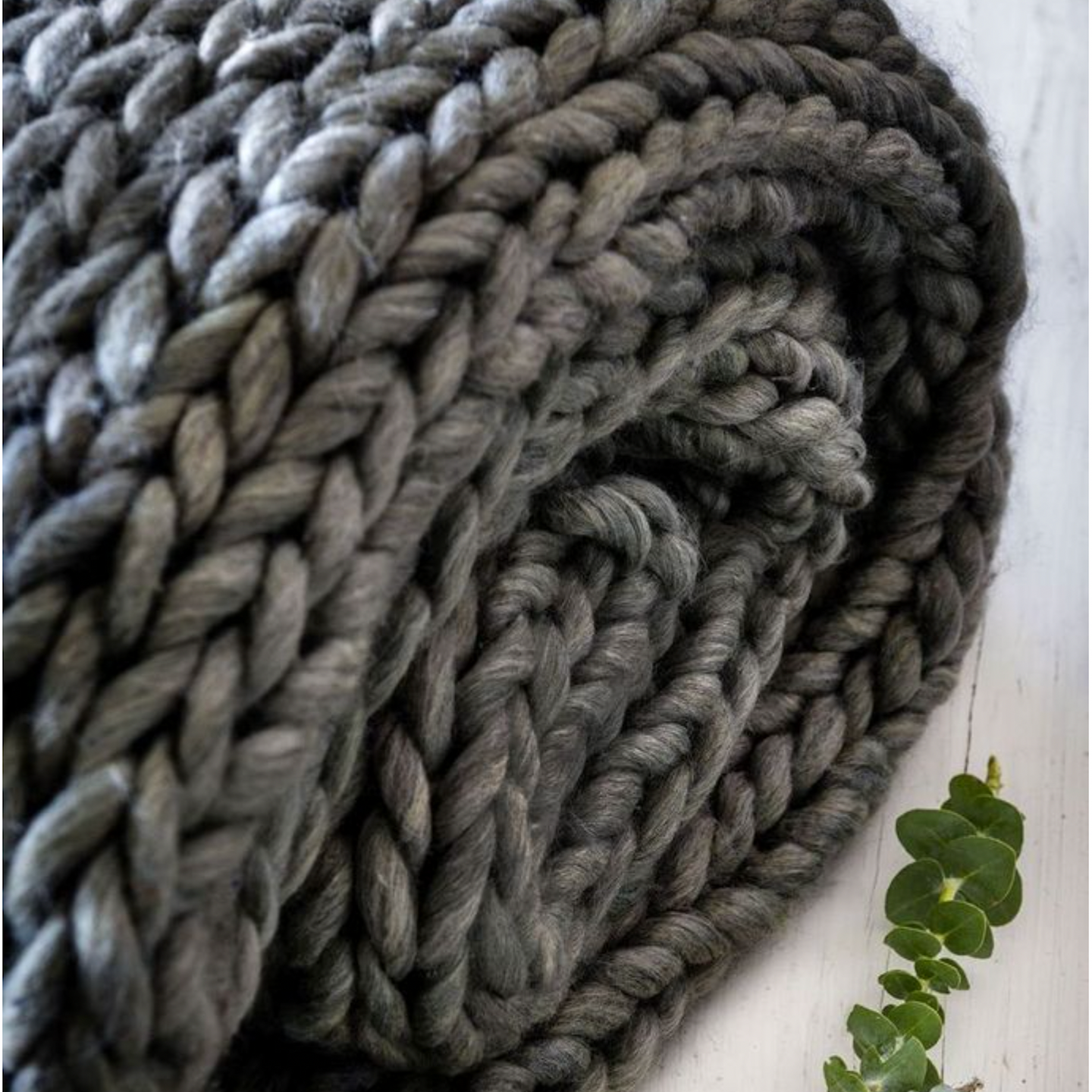 Chunky Wool Throw in Charcoal Grey