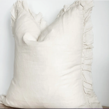 Load image into Gallery viewer, Cream Ruffled Linen Cushion
