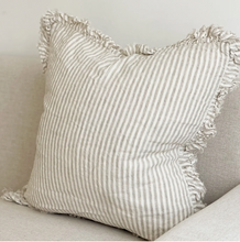 Load image into Gallery viewer, Natural Striped Ruffled Linen Cushion Cover
