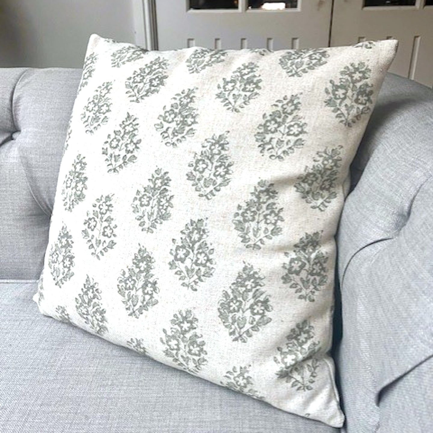 Sage Bouquet Country Cushion with Feather Inner