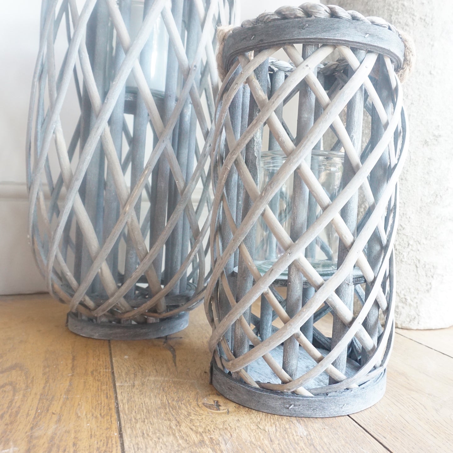 Grey Woven Rustic Lantern