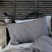 Load image into Gallery viewer, Charcoal Grey French Linen Pillowcases - Set of Two
