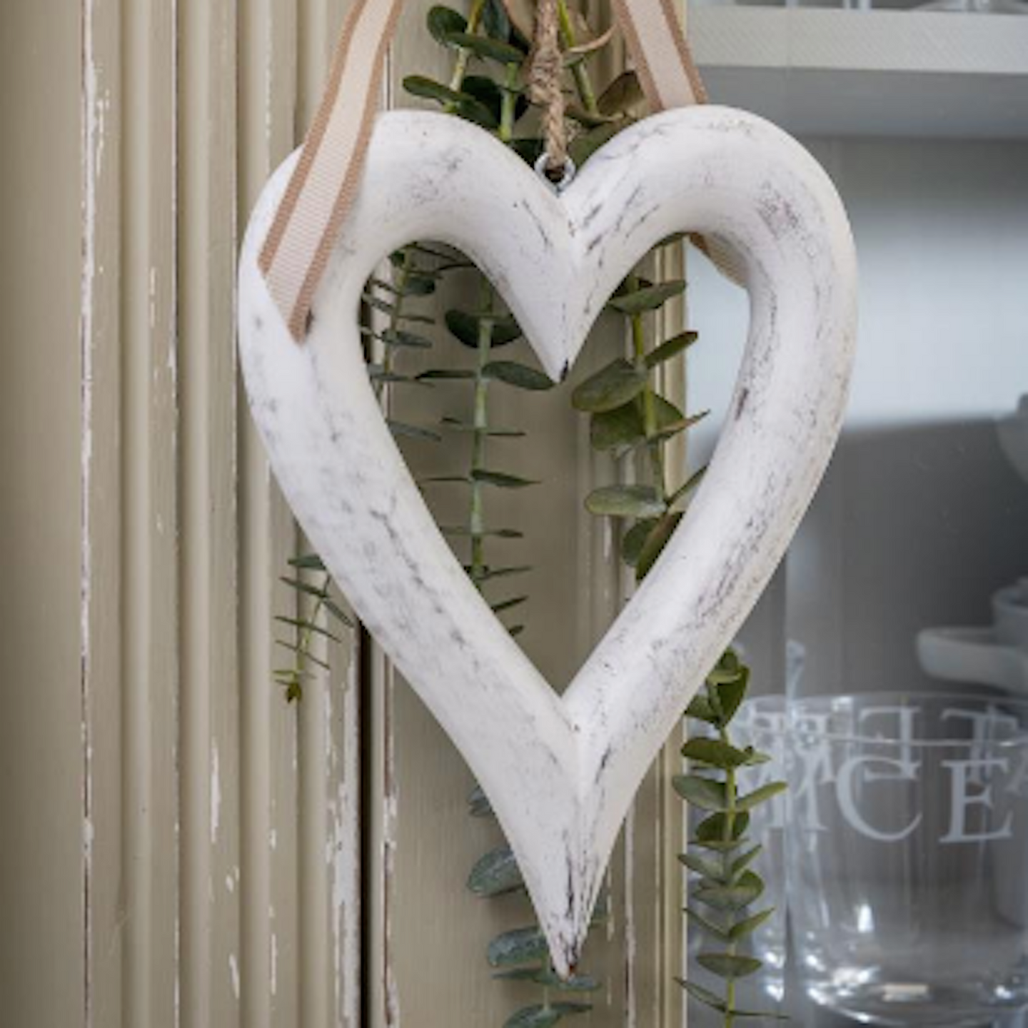 White Rustic Hanging Heart