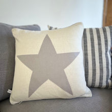 Load image into Gallery viewer, Grey and White Knitted Star Cushion
