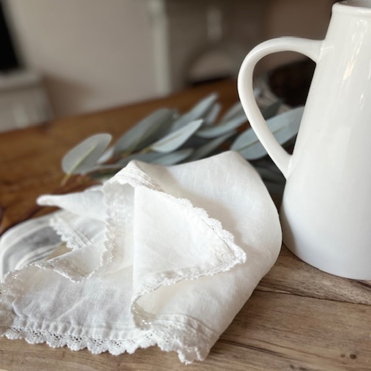 Off White Linen Napkins - Set of Two